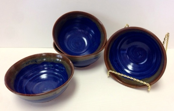 Cobalt Blue Glazed Soup Bowls